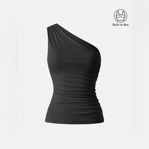 NWT OGL Sandwashed One Shoulder Ruched Brami - Black Size S